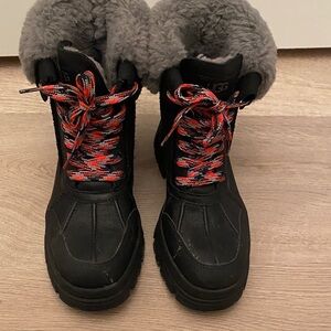 UGG Black Winter Boots with Red Laces